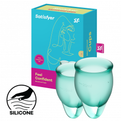 Satisfyer 'Feel Confident - Menstrual Cup Set', Menstruationstasse, dark green, 15 & 20 ml